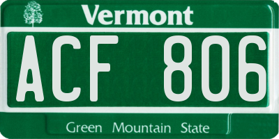 VT license plate ACF806