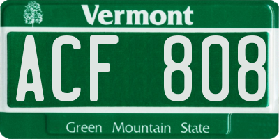 VT license plate ACF808