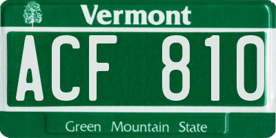 VT license plate ACF810