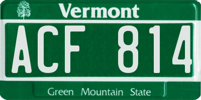 VT license plate ACF814