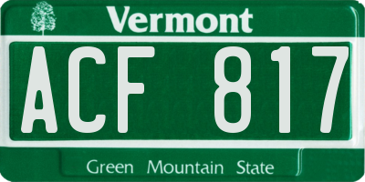 VT license plate ACF817