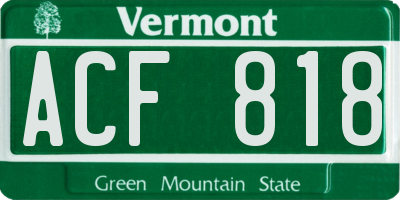 VT license plate ACF818