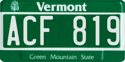 VT license plate ACF819