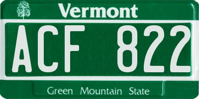 VT license plate ACF822
