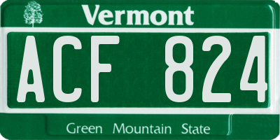VT license plate ACF824