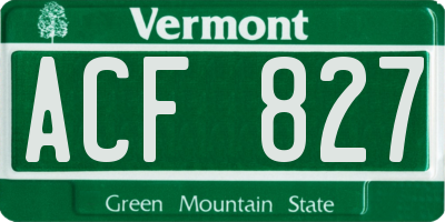 VT license plate ACF827