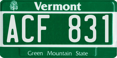 VT license plate ACF831