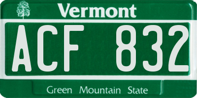 VT license plate ACF832