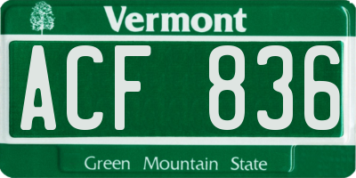 VT license plate ACF836