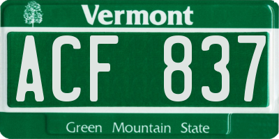 VT license plate ACF837