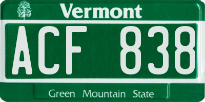 VT license plate ACF838