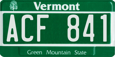 VT license plate ACF841