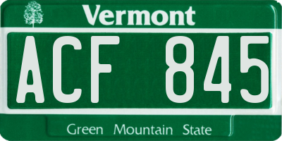 VT license plate ACF845