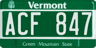 VT license plate ACF847
