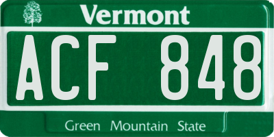 VT license plate ACF848