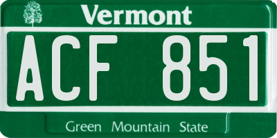 VT license plate ACF851