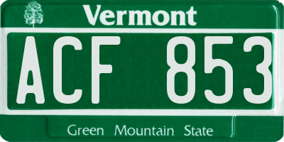 VT license plate ACF853