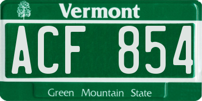 VT license plate ACF854