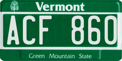 VT license plate ACF860