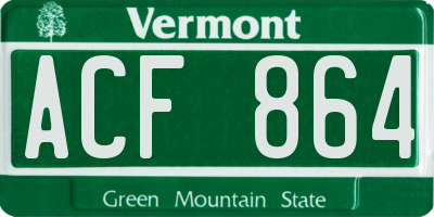 VT license plate ACF864