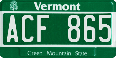 VT license plate ACF865