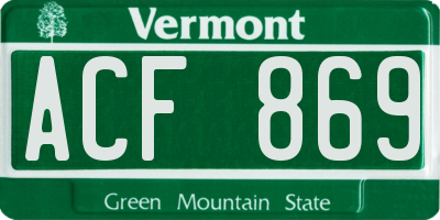 VT license plate ACF869