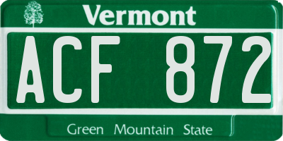 VT license plate ACF872