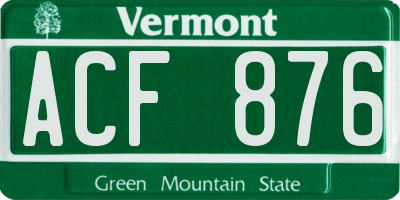 VT license plate ACF876