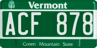 VT license plate ACF878