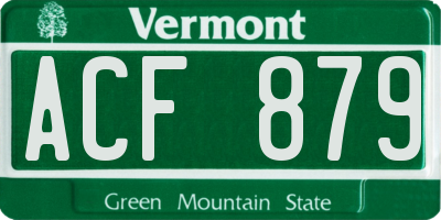 VT license plate ACF879