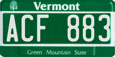 VT license plate ACF883