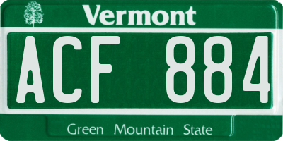 VT license plate ACF884