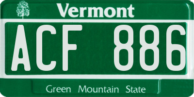 VT license plate ACF886