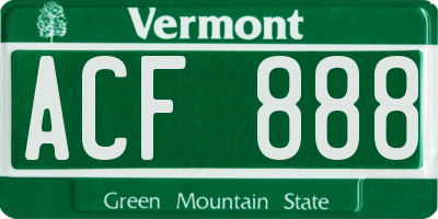 VT license plate ACF888