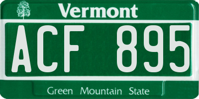 VT license plate ACF895