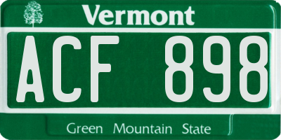 VT license plate ACF898