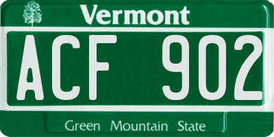 VT license plate ACF902