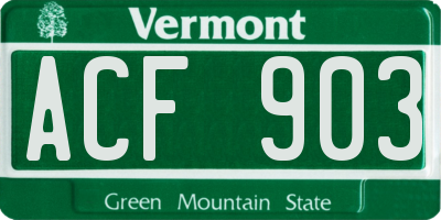 VT license plate ACF903