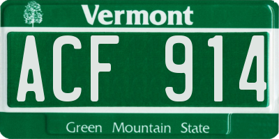 VT license plate ACF914