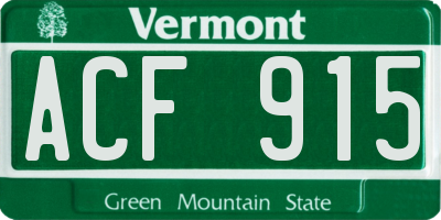 VT license plate ACF915