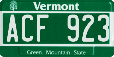 VT license plate ACF923