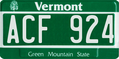 VT license plate ACF924