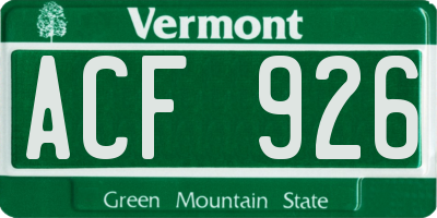 VT license plate ACF926