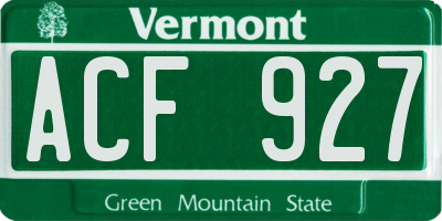 VT license plate ACF927
