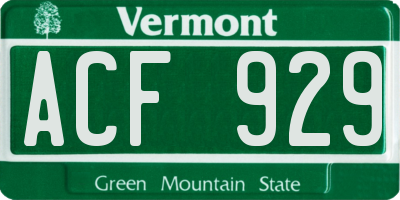 VT license plate ACF929