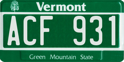 VT license plate ACF931