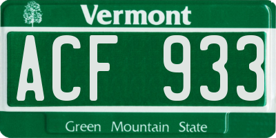 VT license plate ACF933