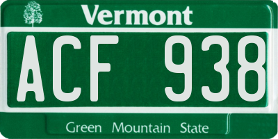 VT license plate ACF938
