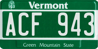 VT license plate ACF943