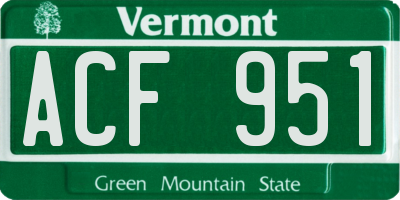 VT license plate ACF951
